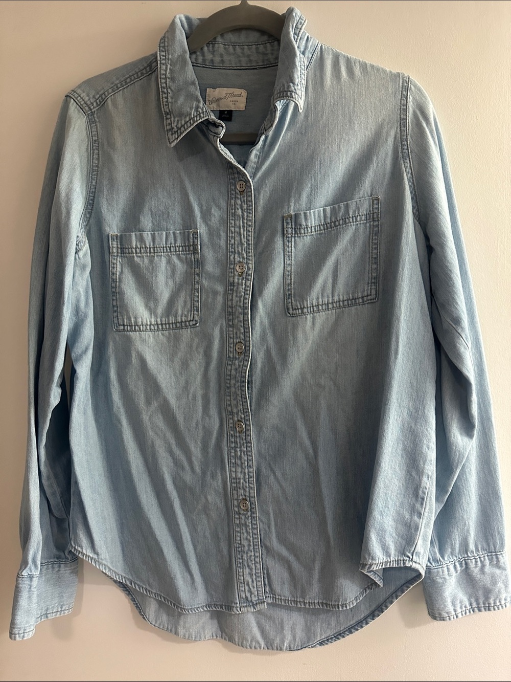 Light Blue Denim Button-Up Shirt